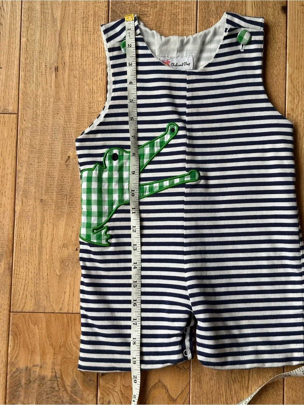 Chick and Chap Striped Alligator Shortall size 2